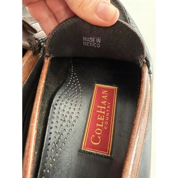 Cole Haan Shoes Mens Size 9 Black Brown Leather Loafers Slip On Tassle Fringe main image 11